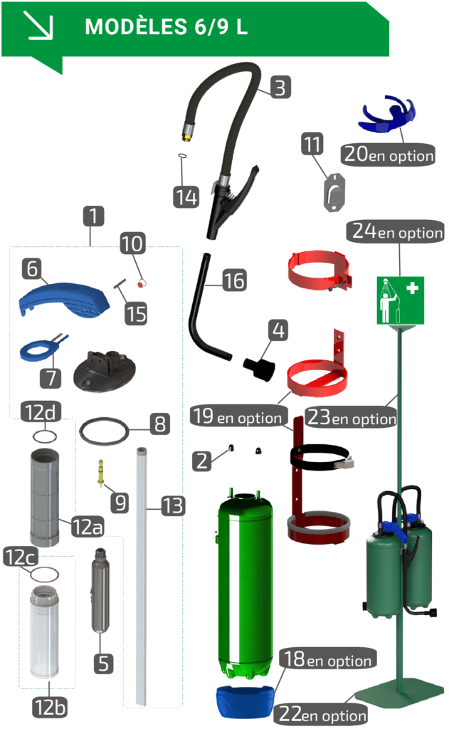 Composants douche portative